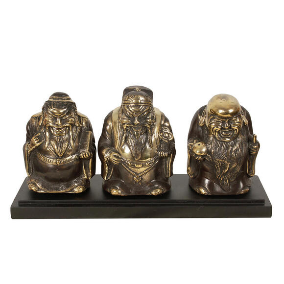 Product image 1 of Brass Fu Lu Shou Statues On Stand