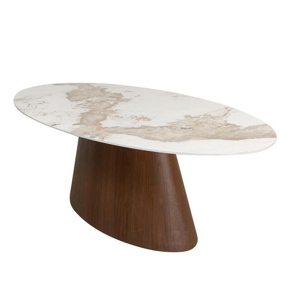 Product image 1 of Ellipse Dining Table Ceramic Marble / Walnut Veneer