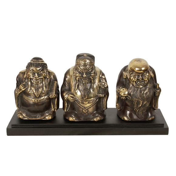Product image 1 of Estatuas Fu Lu Shou de latón sobre soporte