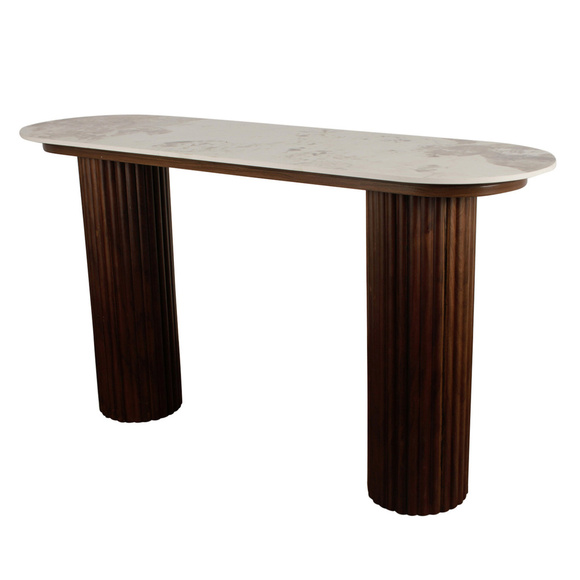 Product image 1 of Mesa auxiliar Urban Chique Ceramic Mármol / Chapa de nogal