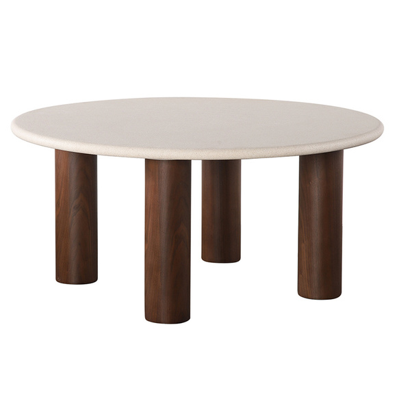 Product image 1 of Mesa de comedor baja Japandi Micro Cemento / Chapa de nogal