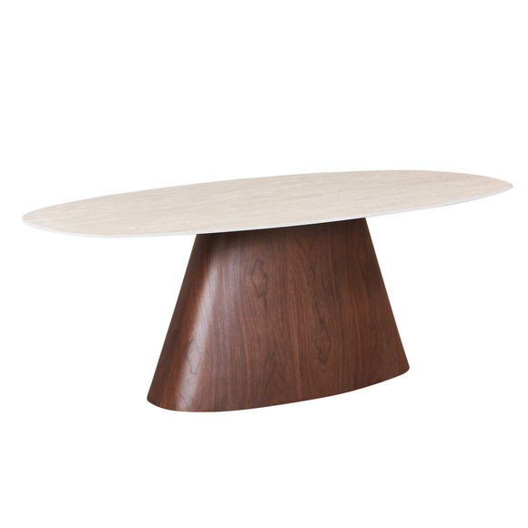 Product image 1 of Mesa de comedor Danish Ceramic Travertino / Chapa de nogal