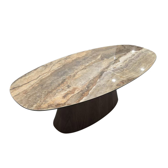 Product image 1 of Mesa de comedor Danish de cerámica ónix / chapa de nogal