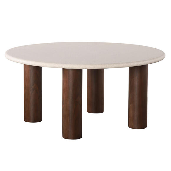 Product image 1 of Table à Dîner Basse Japandi Microciment / Noyer Placage