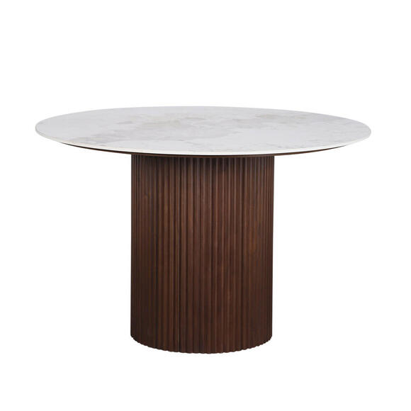 Afbeelding van Urban Chique Ronde Tafel Keramisch Marmer / Walnootfineer